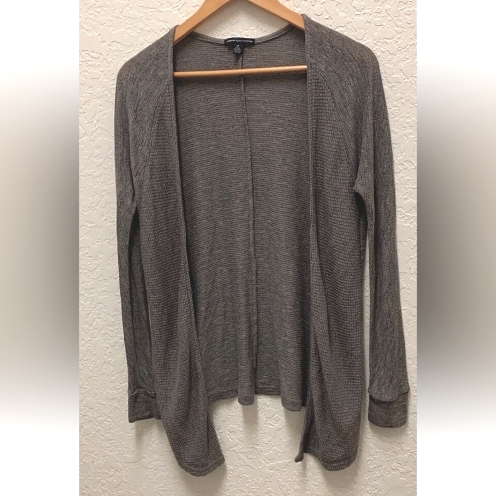 American Eagle Gray Brown Open Front Lightweight … - image 2